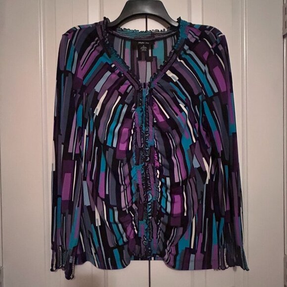 Style & Co Tops - Women's Multi Color V Neck Blouse in Size Medium by Style & Co.